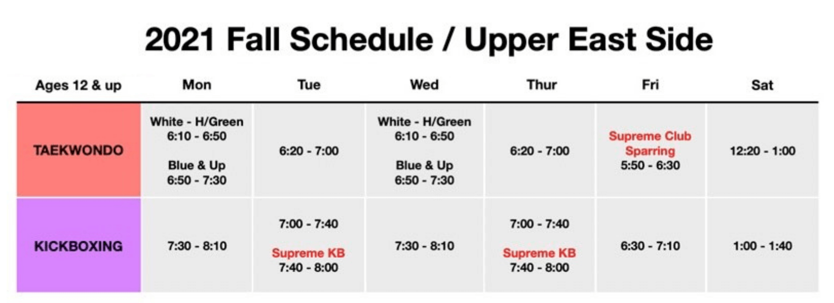 Fitness Kickboxing Upper East Side Supreme Martial Arts